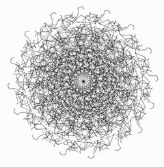 North, Abstract Ink Mandala on Parchment Paper, Geometric Line Art Drawing
