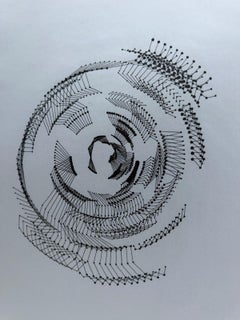 Skyspinner III, Abstract Geometric Ink on Parchment Paper, Line Drawing
