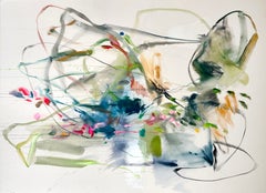 «Losing Gravity», gran cuadro abstracto contemporáneo en técnica mixta, acrílico, 2025