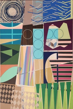 Alquimia 3, farbenfrohes geometrisches abstraktes Gemälde, Acryl auf Leinwandkarton, 2023