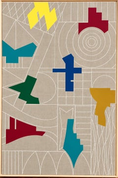 Alquimia 6, farbenfrohes geometrisches abstraktes Gemälde, Acryl auf Leinwandkarton, 2024