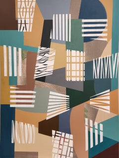 Alquimia 7, farbenfrohes geometrisches abstraktes Gemälde, Acryl auf Leinwandkarton, 2024