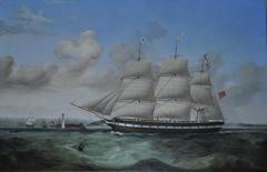 Antique The full-rigged merchantman Ebba Brahe, in-bound for Liverpool and signalling