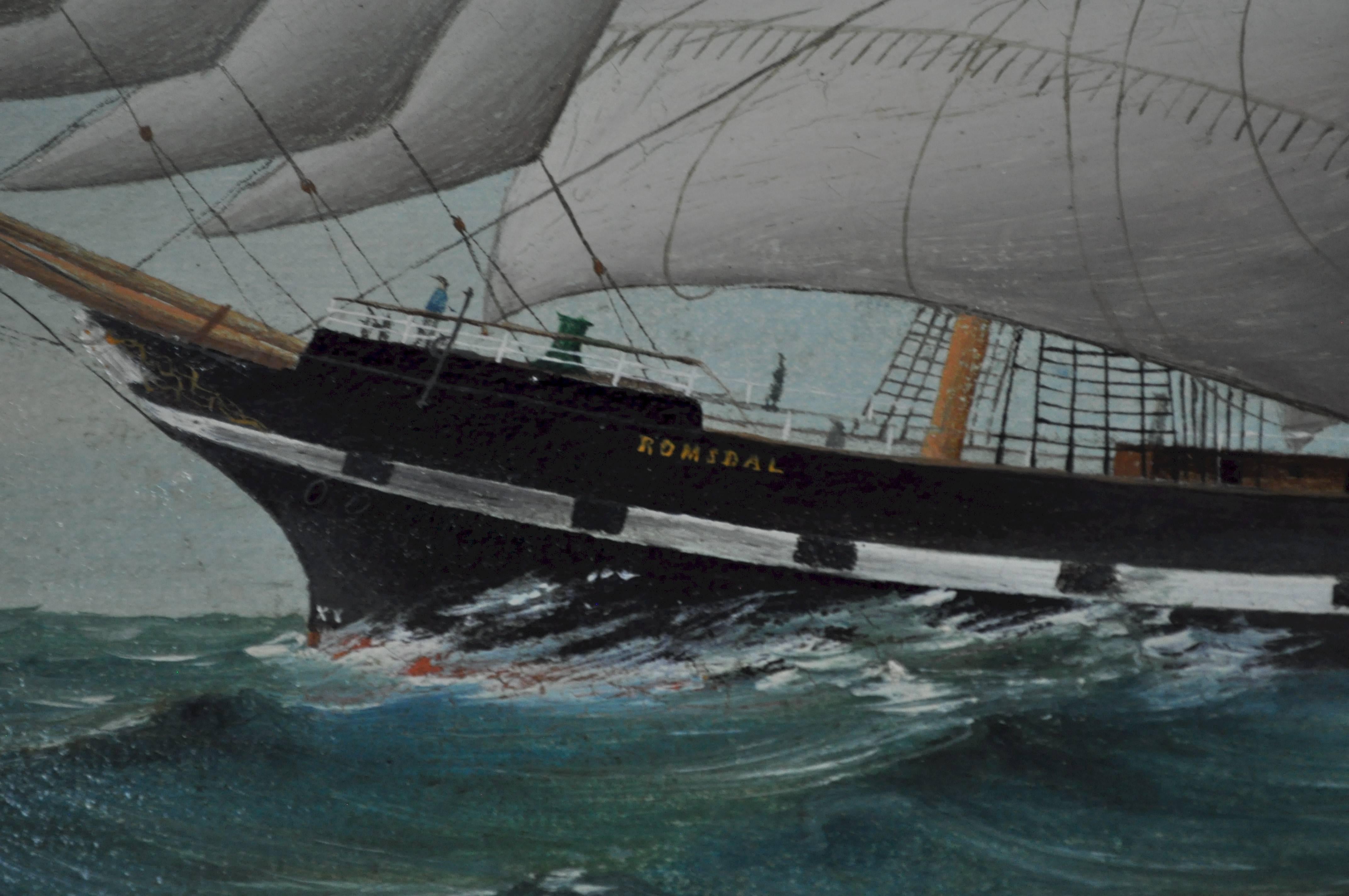 “Romsdal” a four masted barque - Realist Painting by Lai Fong