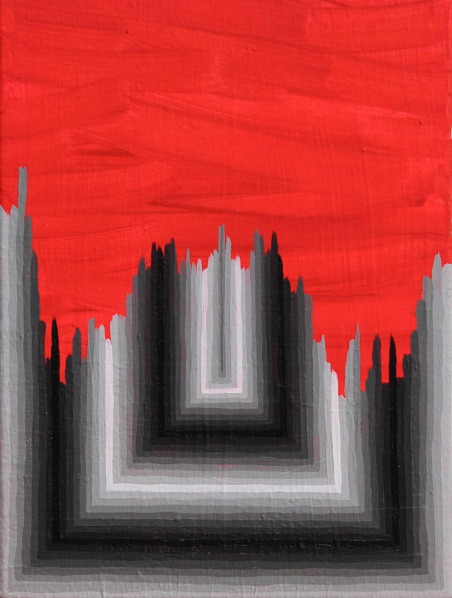 Andrew Schoultz Abstract Painting - Broken Formality (Grey)