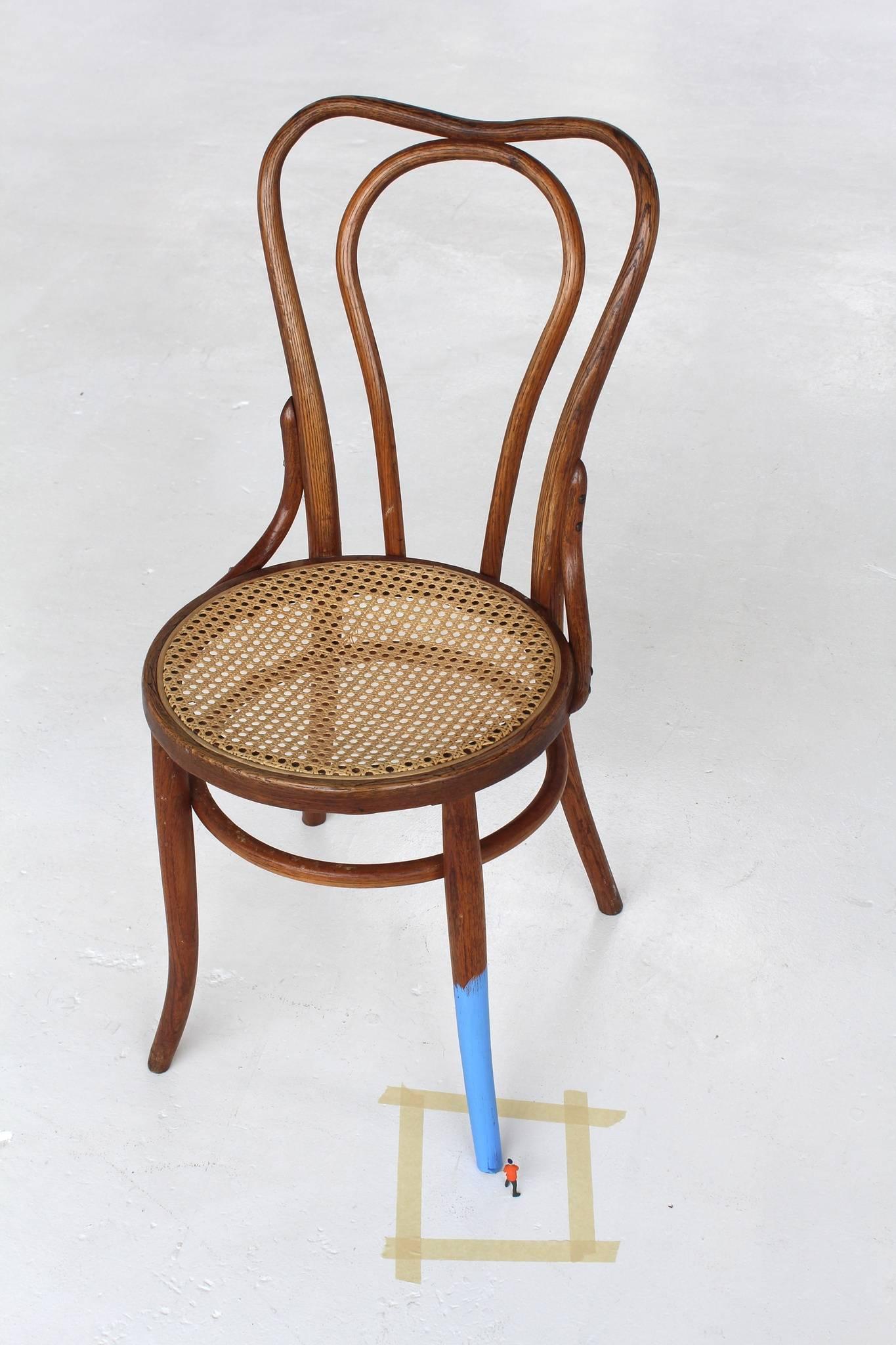Untitled (man painting chair II) - Mixed Media Art by Liliana Porter