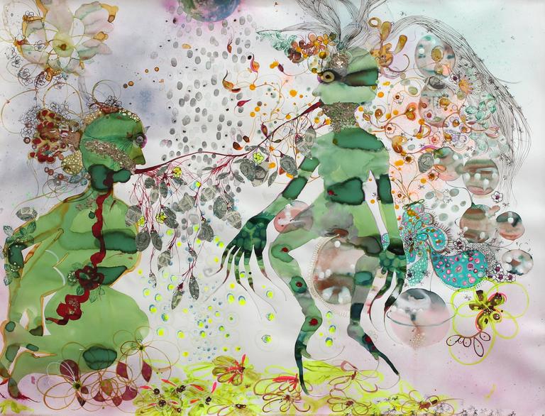 if lotion and potion could heal--for certain her oils...one place and one face - Mixed Media Art by Rina Banerjee