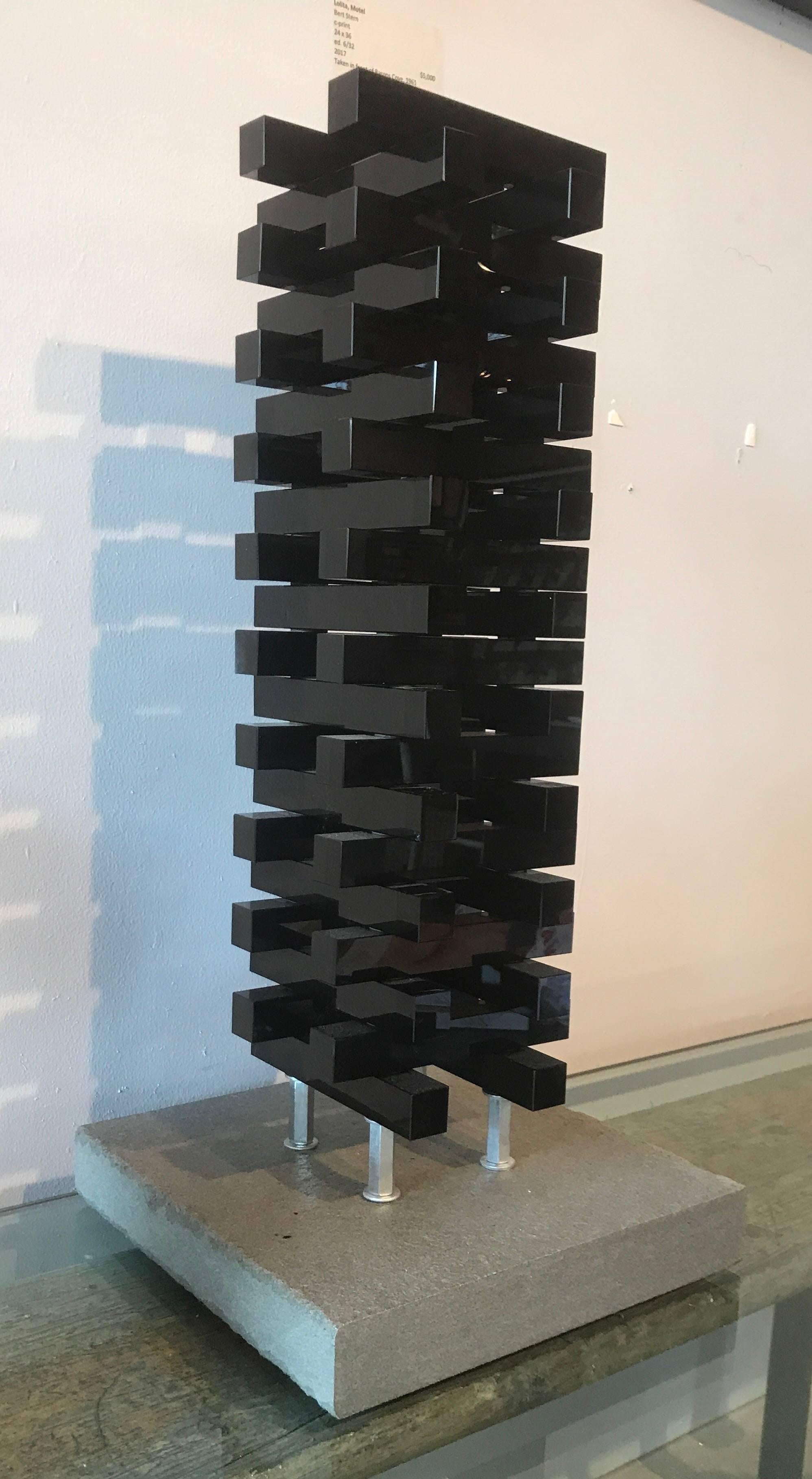 'Urban Glass Series' Glass standing tabletop black sculpture - Sculpture by Nathan Slate Joseph