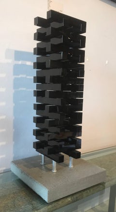 'Urban Glass Series' Glass standing tabletop black sculpture