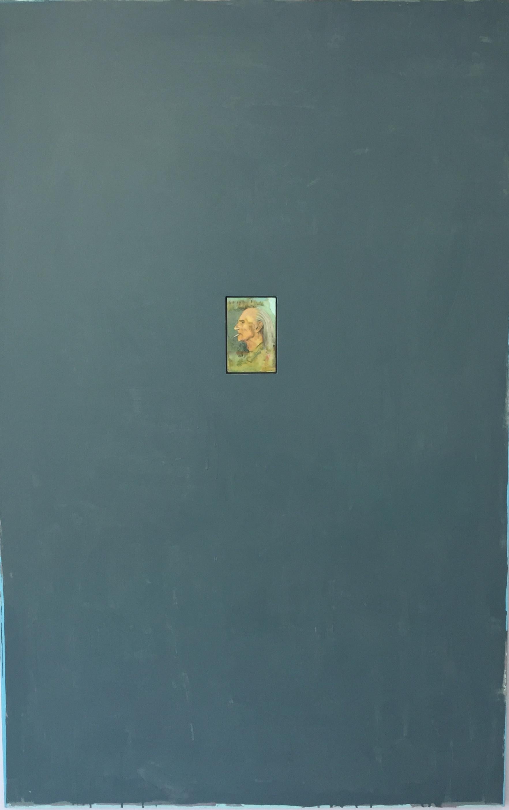 John MacWhinnie Portrait Painting - Balthus (PORTRAIT OF BALTHUS, GREY BLUE BACKGROUND)
