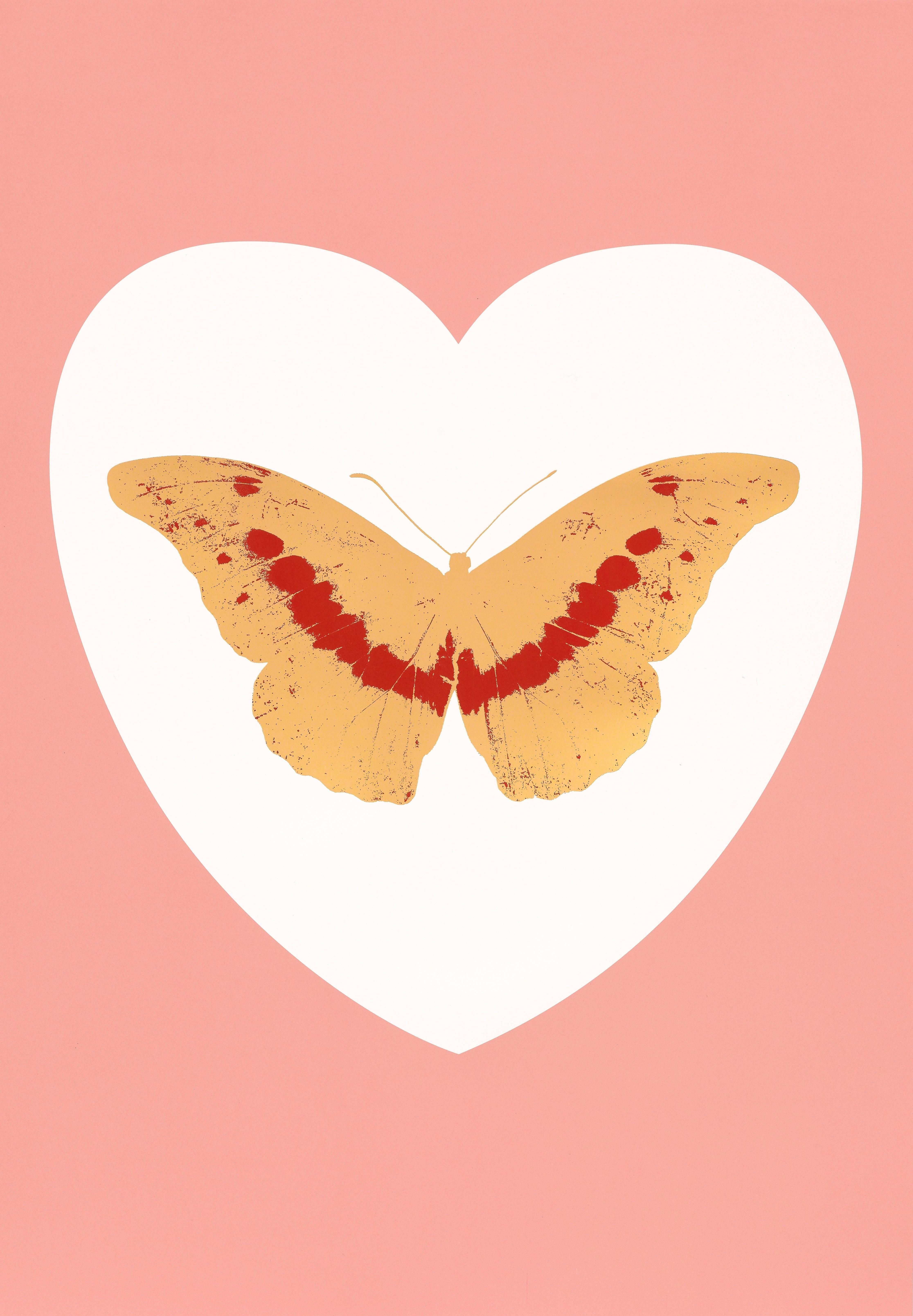 Damien Hirst Animal Print - I Love You - White/Pink/Cool Gold/Poppy Red