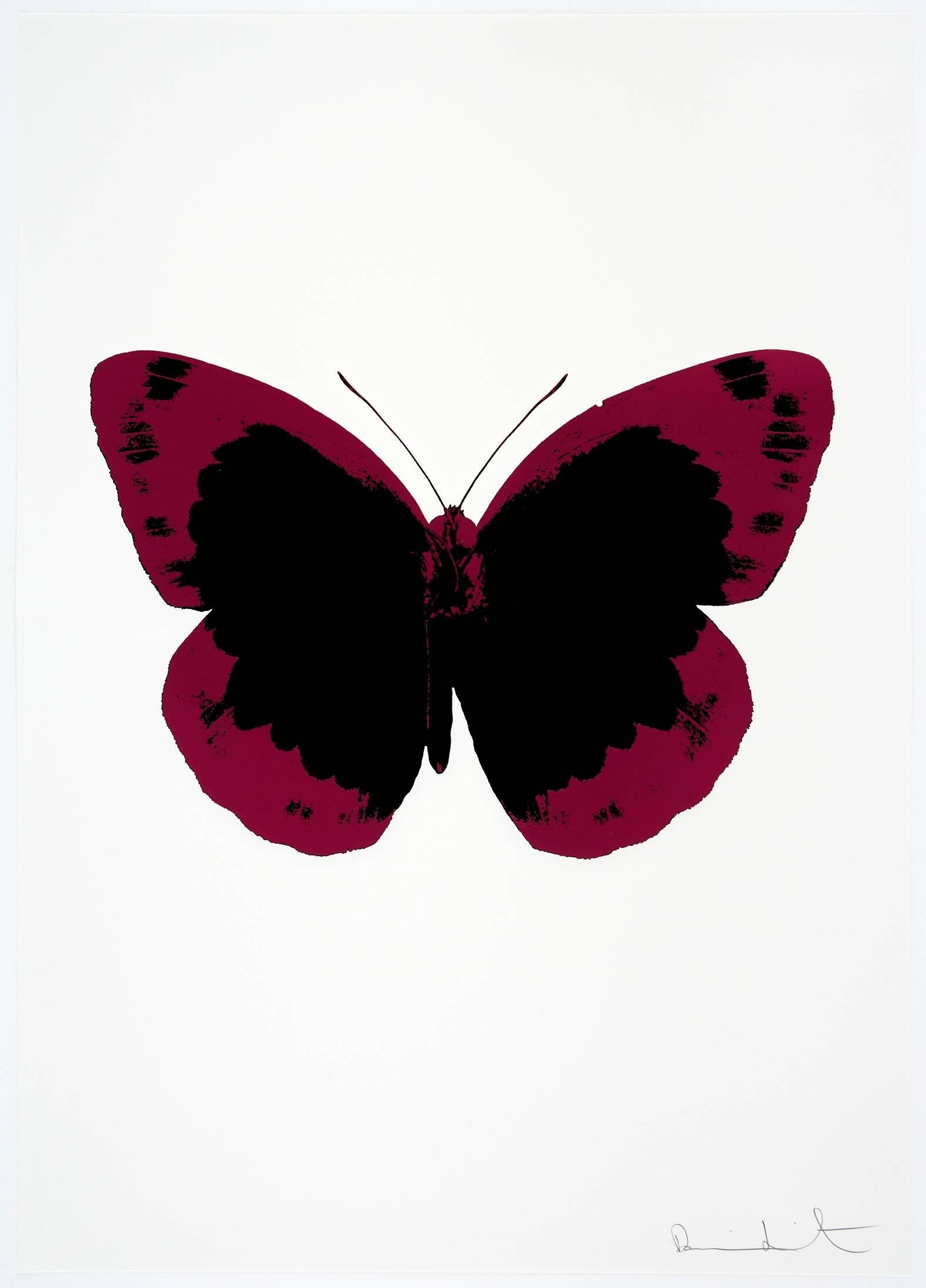 Damien Hirst Animal Print - The Souls II - Raven Black/Fuchsia Pink/Blind Impression