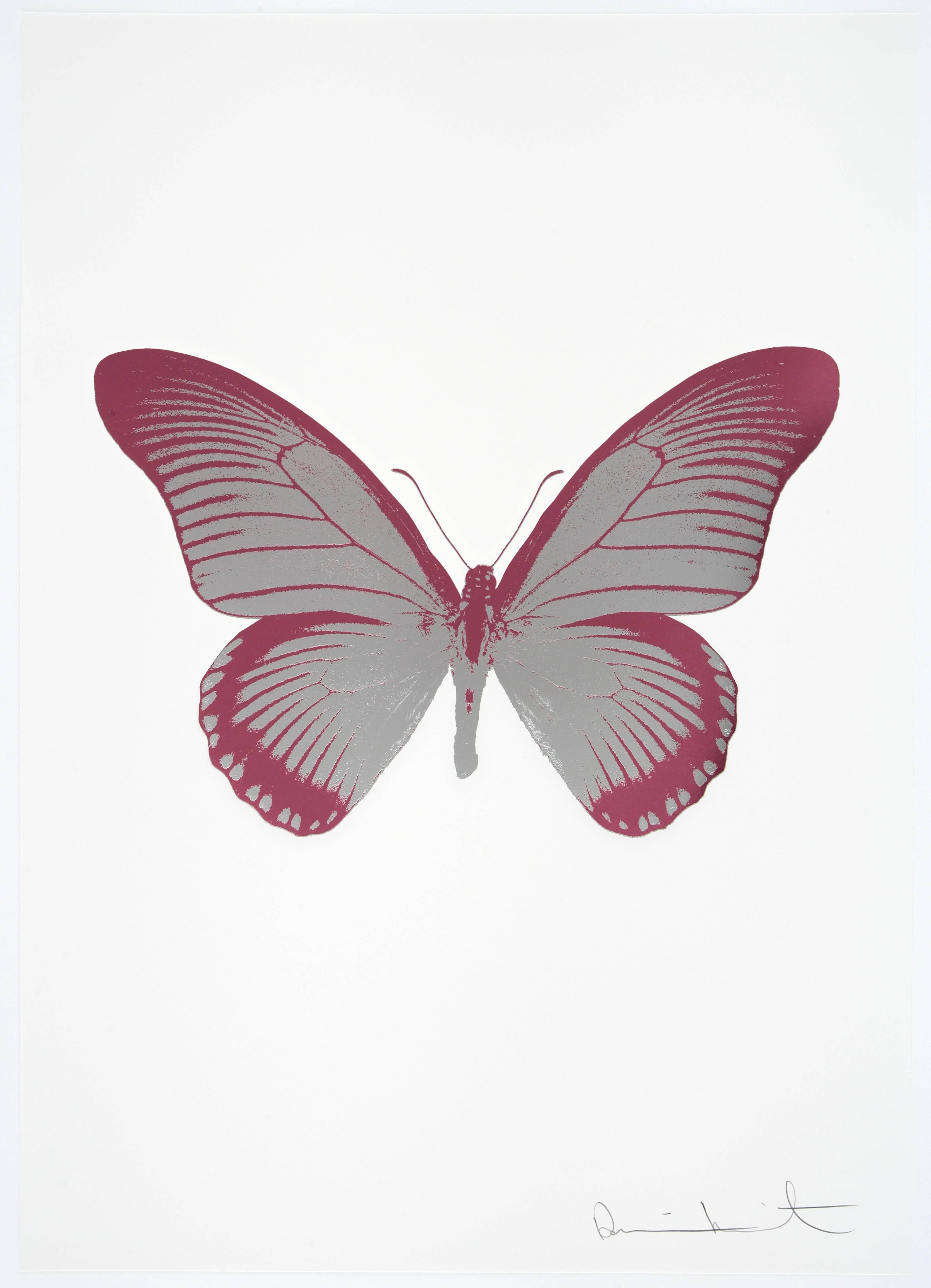 Damien Hirst Animal Print - The Souls IV - Silver Gloss/Loganberry Pink