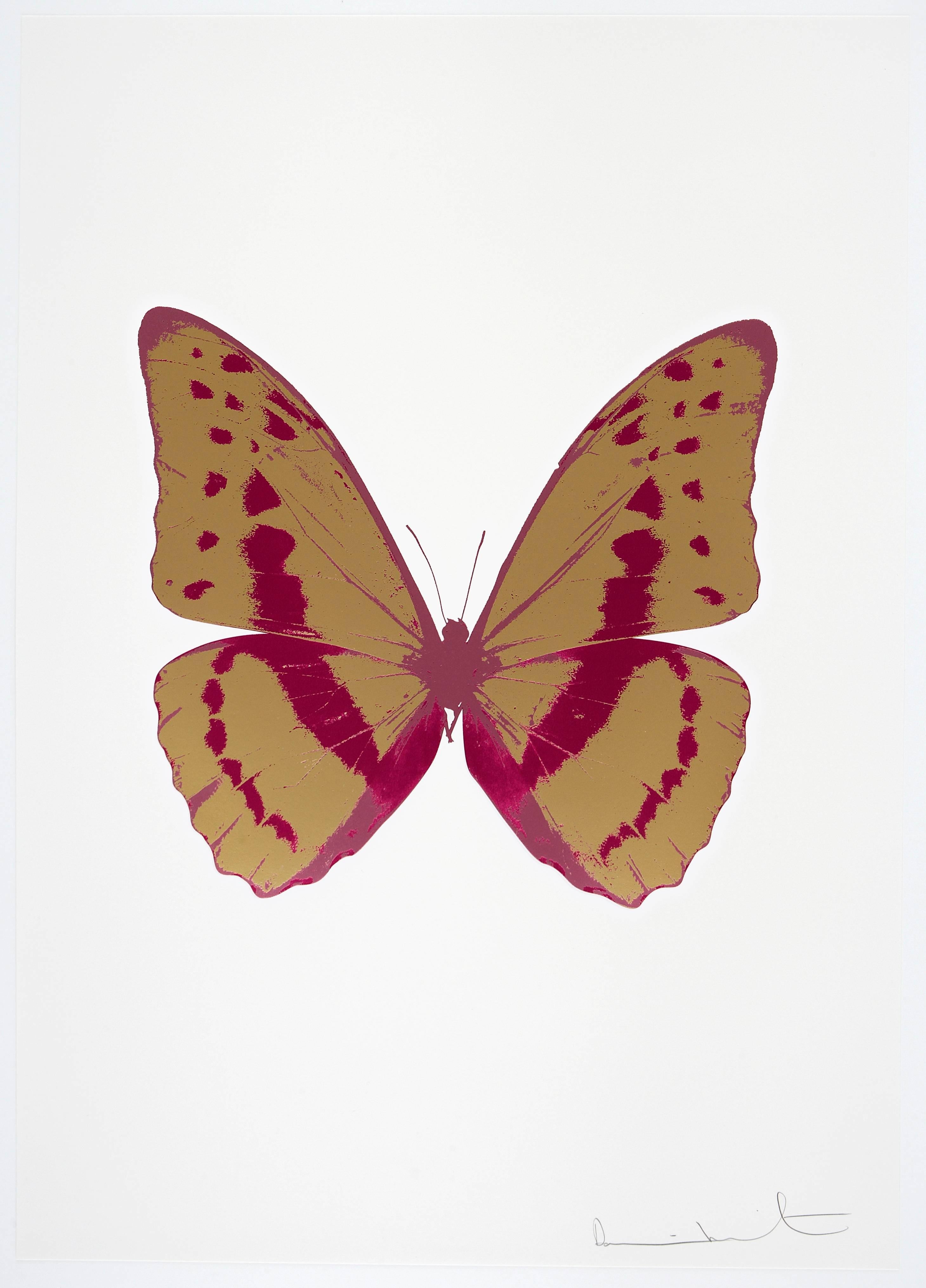 Damien Hirst Animal Print - The Souls III - Hazy Gold/Fuchsia Pink/Loganberry Pink
