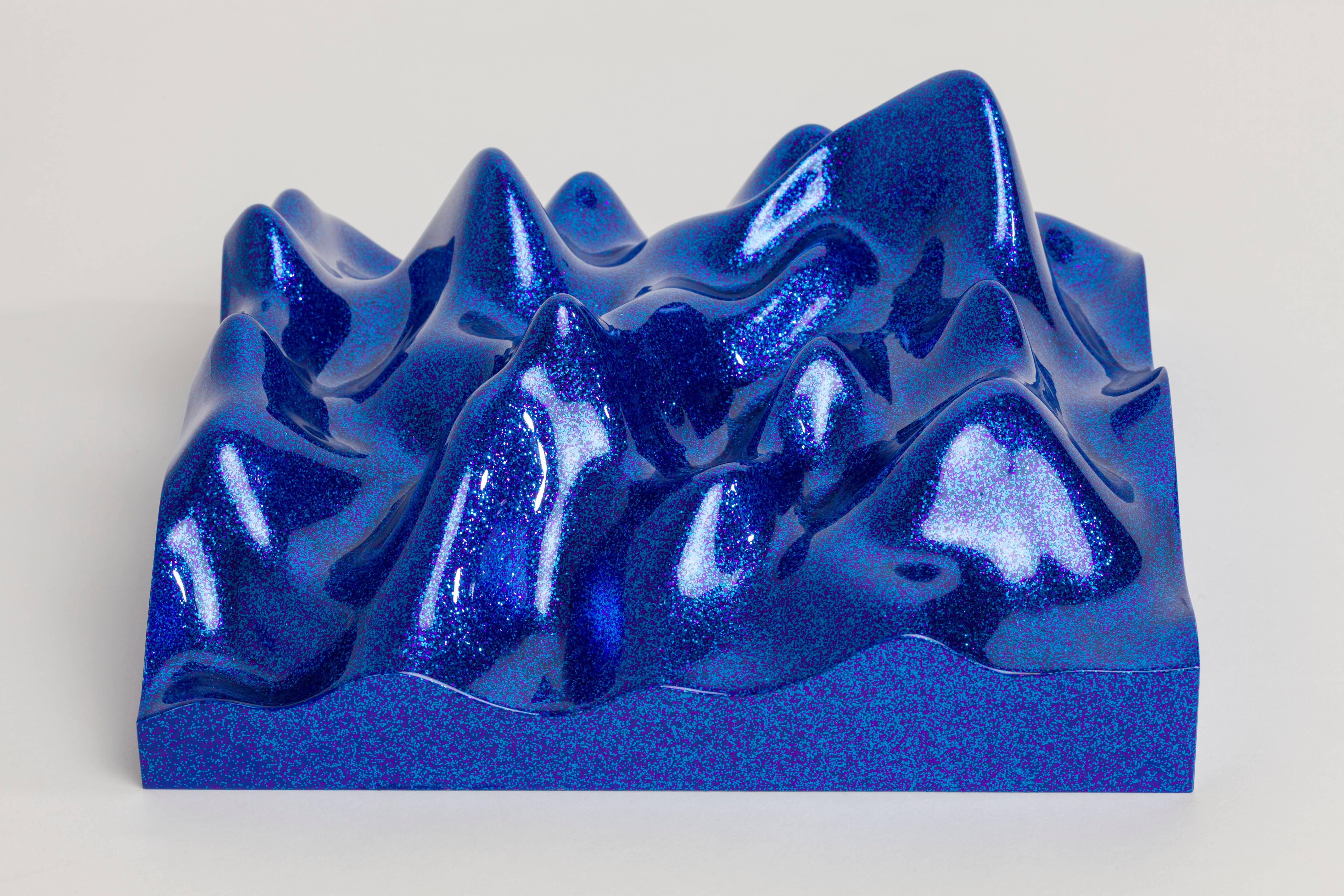 Peter Saville Abstract Sculpture - Unknown Pleasure, Metal Flake 013118 blue indigo