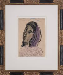 Antique Woman with a Purple Scarf