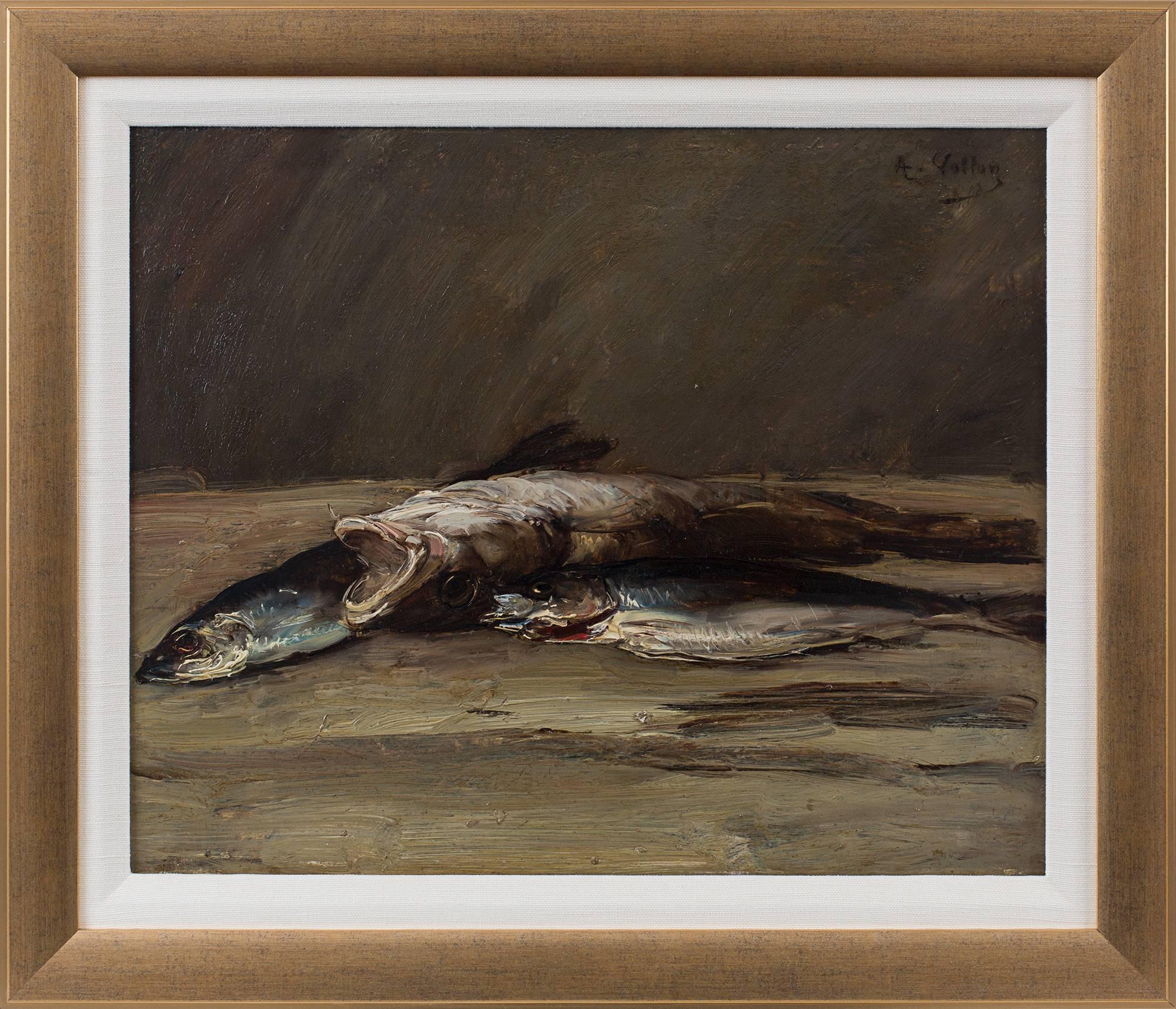 Antoine Vollon Still-Life Painting - Nature morte au lieu et aux maquereaux