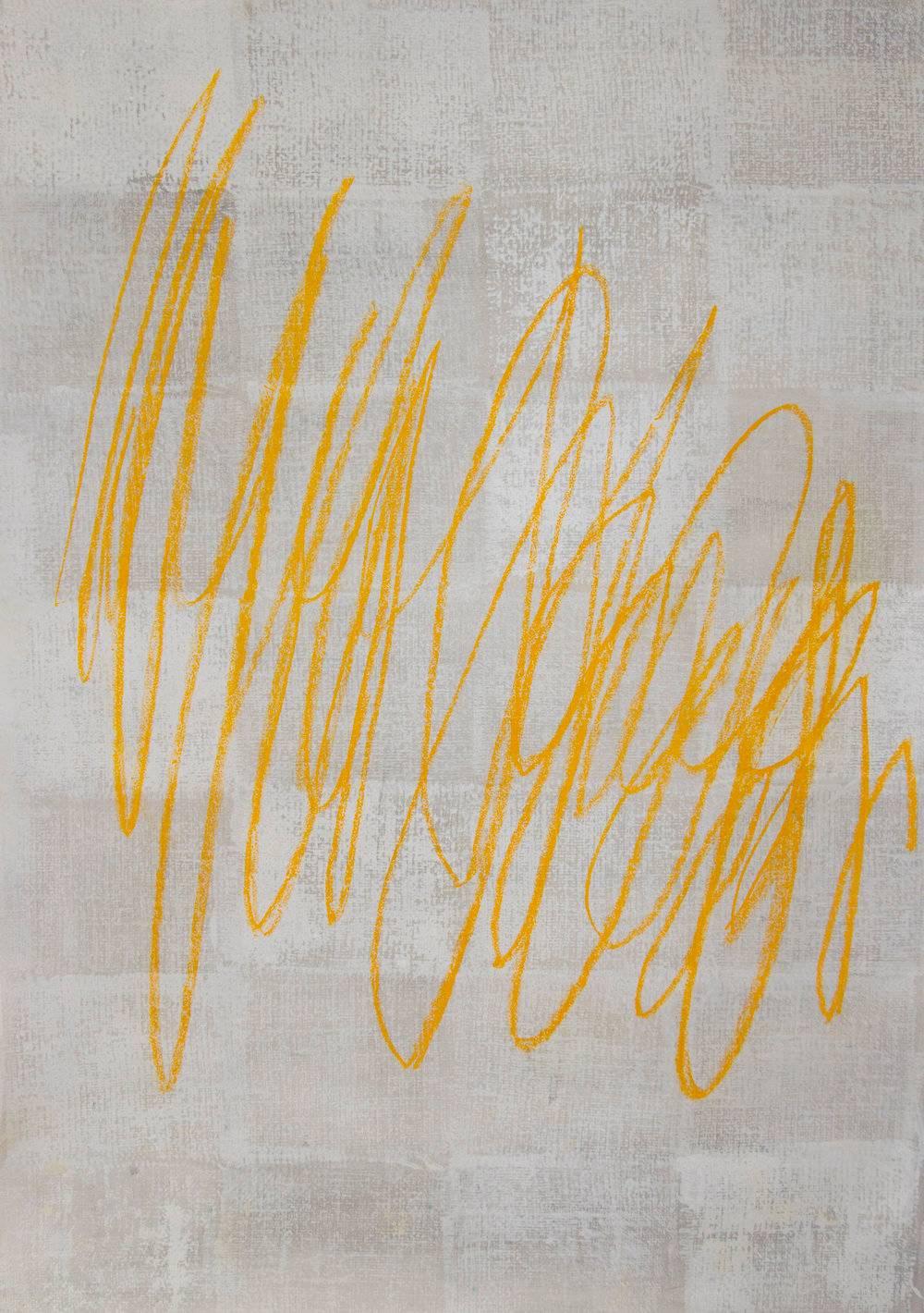 Mary Nelson Sinclair Abstract Print - Cadmium Yellow and Grey Motion Study