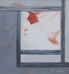 Charulata, Conte & Oil on Canvas, Grey Brown white Color , by Master Artist Wasim