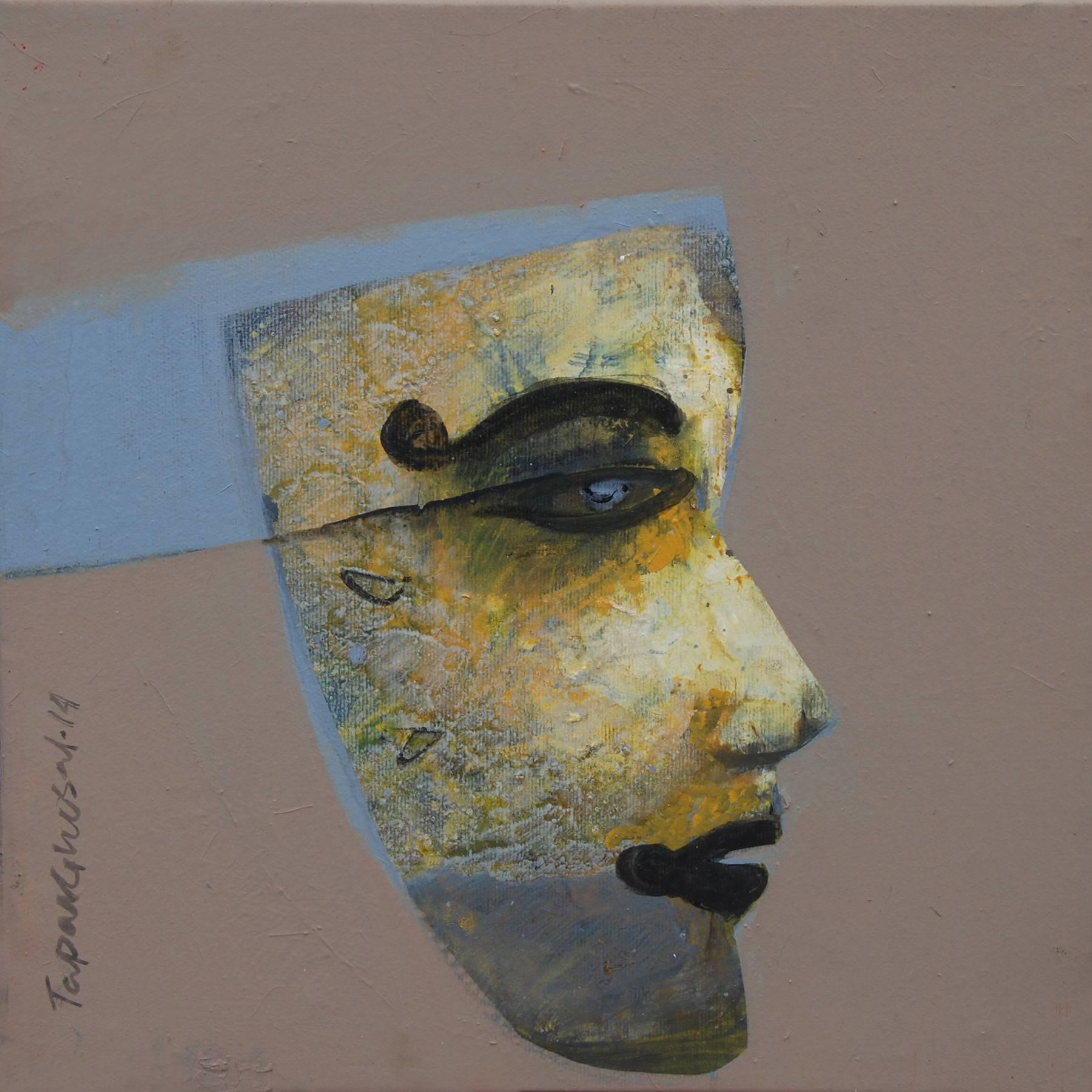 Tapas Ghosal Figurative Painting - Masked, Acrylic on Canvas by Contemporary Artist "In Stock"