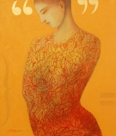 Women, Acrylic Painting, Orange, Red, Yellow colors by Indian Artist "In Stock"
