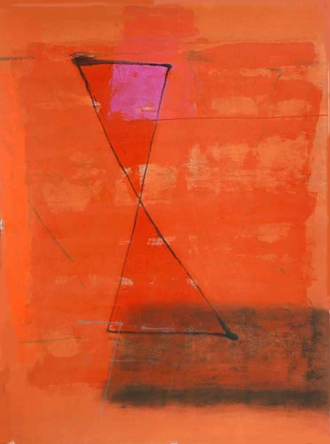 S. Harsha Vardhana Abstract Painting - Abstract, Mixed Media, Red, Orange by Son of the Artist J.Swaminathan "In Stock"