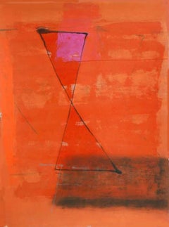 Abstrait, technique mixte, rouge, orange par le fils de l'artiste J.Swaminathan « En stock »