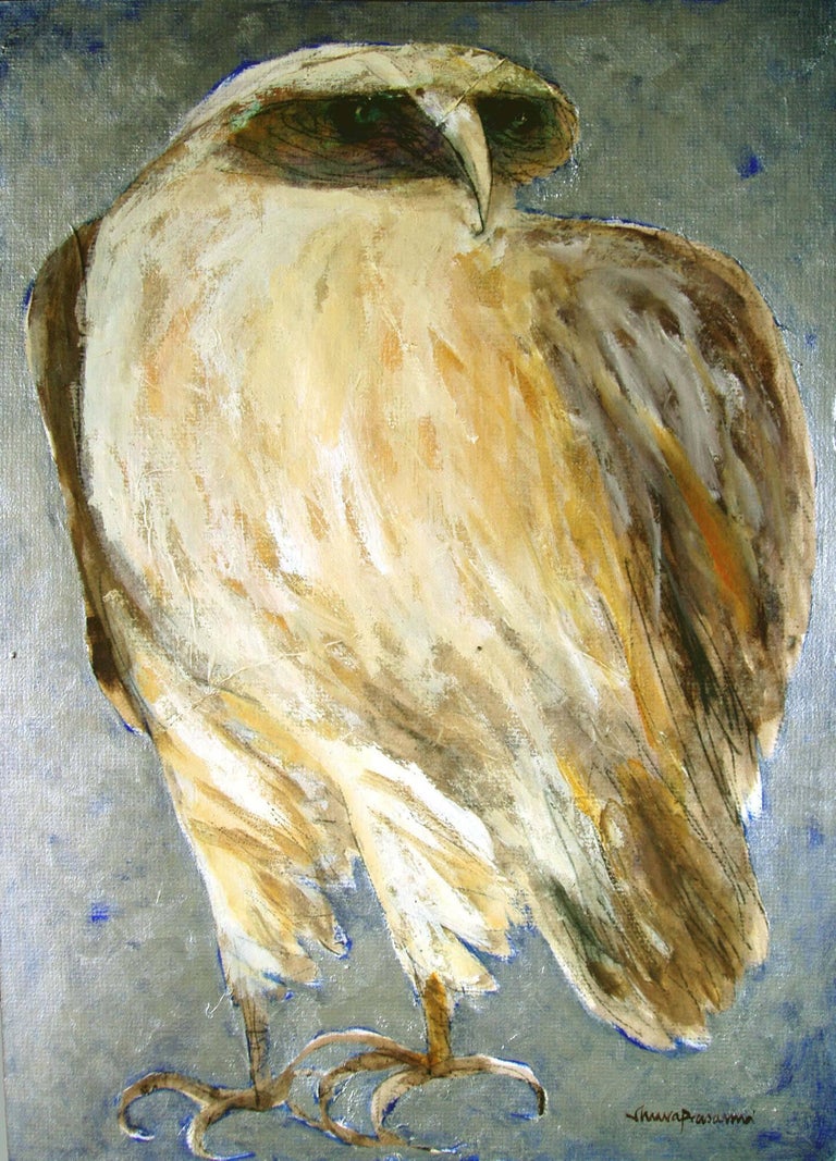 Shuvaprasanna Bhattacharya The Owl, Acrylic, Charcoal and Oil on