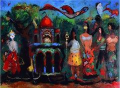 Shiva's Consort, Acryl auf Leinwand von zeitgenössischer Künstlerin, „Auf Lager“