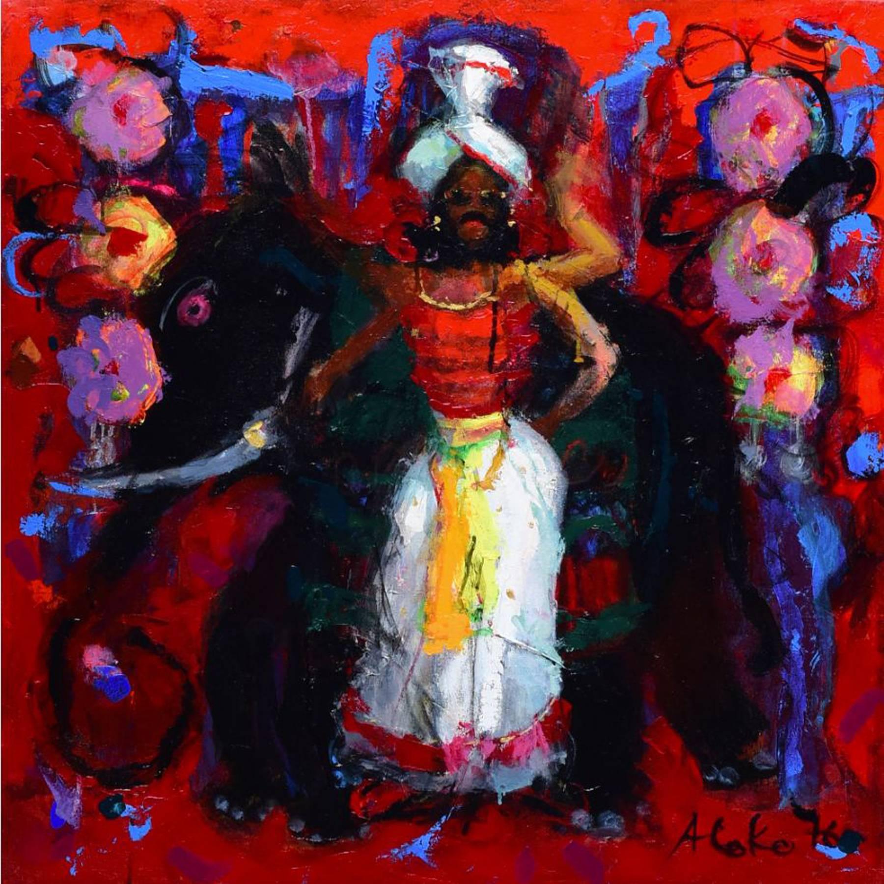Figurative Painting de Aloke Sardar - Sin título, Acrílico sobre lienzo por Artista Contemporáneo "En Stock"