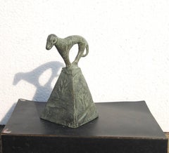 Dog perched on Hillock, Folk style, Motifs, Bronze, Animal Sculpture "In Stock"