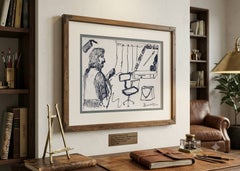 Sans titre, feutre sur papier, artiste indien contemporain M.F. Husain "En stock"