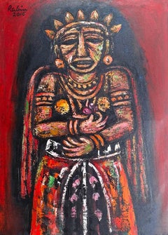 Queen, Acrylic on Canvas by Modern Indian Artist Rabin Mondal “In Stock”