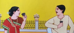 Babu Bibi, Tempera on Board by Modern Indian Artist Lalu Prasad Shaw "In Stock"