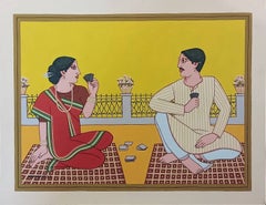 Babu Bibi, Tempera on Board by Modern Indian Artist Lalu Prasad Shaw "In Stock"