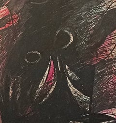 Head, Mixed Media on Paper, Red, Black by Sunil Das "In Stock"