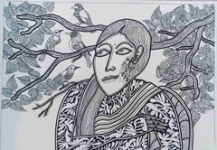 Untitled, Figurative, Mixed Media on Paper, by Modern Indian Artist "In Stock"