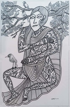 Untitled, Figurative, Mixed Media on Paper, by Modern Indian Artist "In Stock"