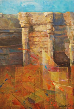 Rock Series, Abstract, Oil Painting, Blue, Browncolor by Modern Artist"In Stock"