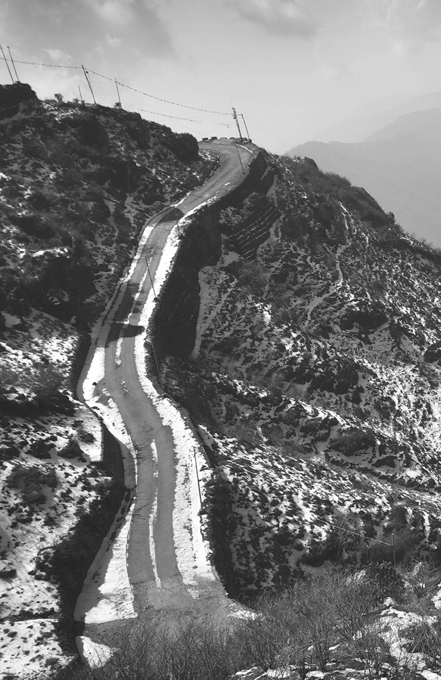 Hilly Roads Scene, Black and White Photography by Indian Artist 