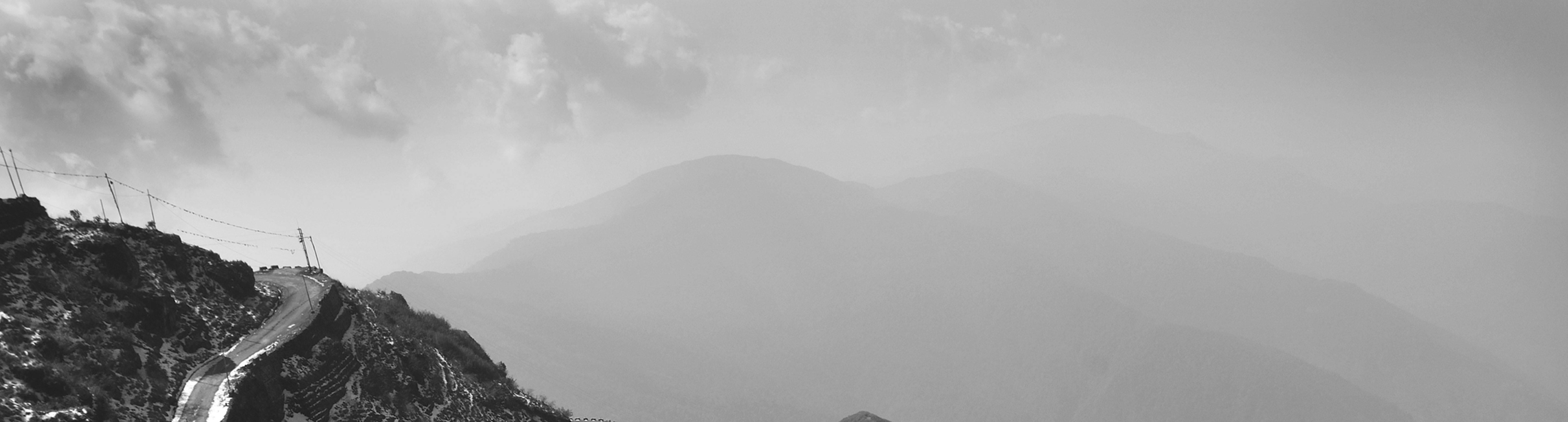 Hilly Roads Scene, Black and White Photography by Indian Artist 