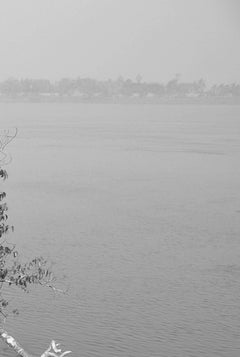 Rural Scenery, Boat, River, Black & White Photography by Indian Artist"In Stock"