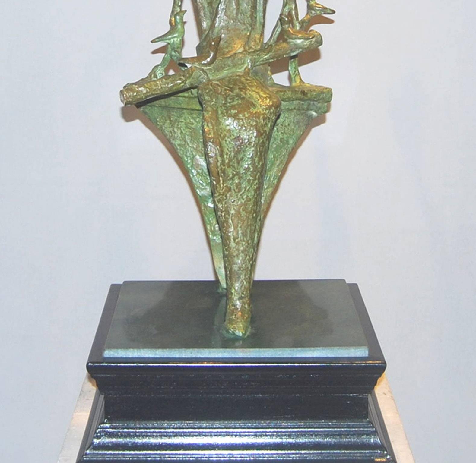 Piped Piper - Gold Figurative Sculpture by Tushar Kanti Das Roy