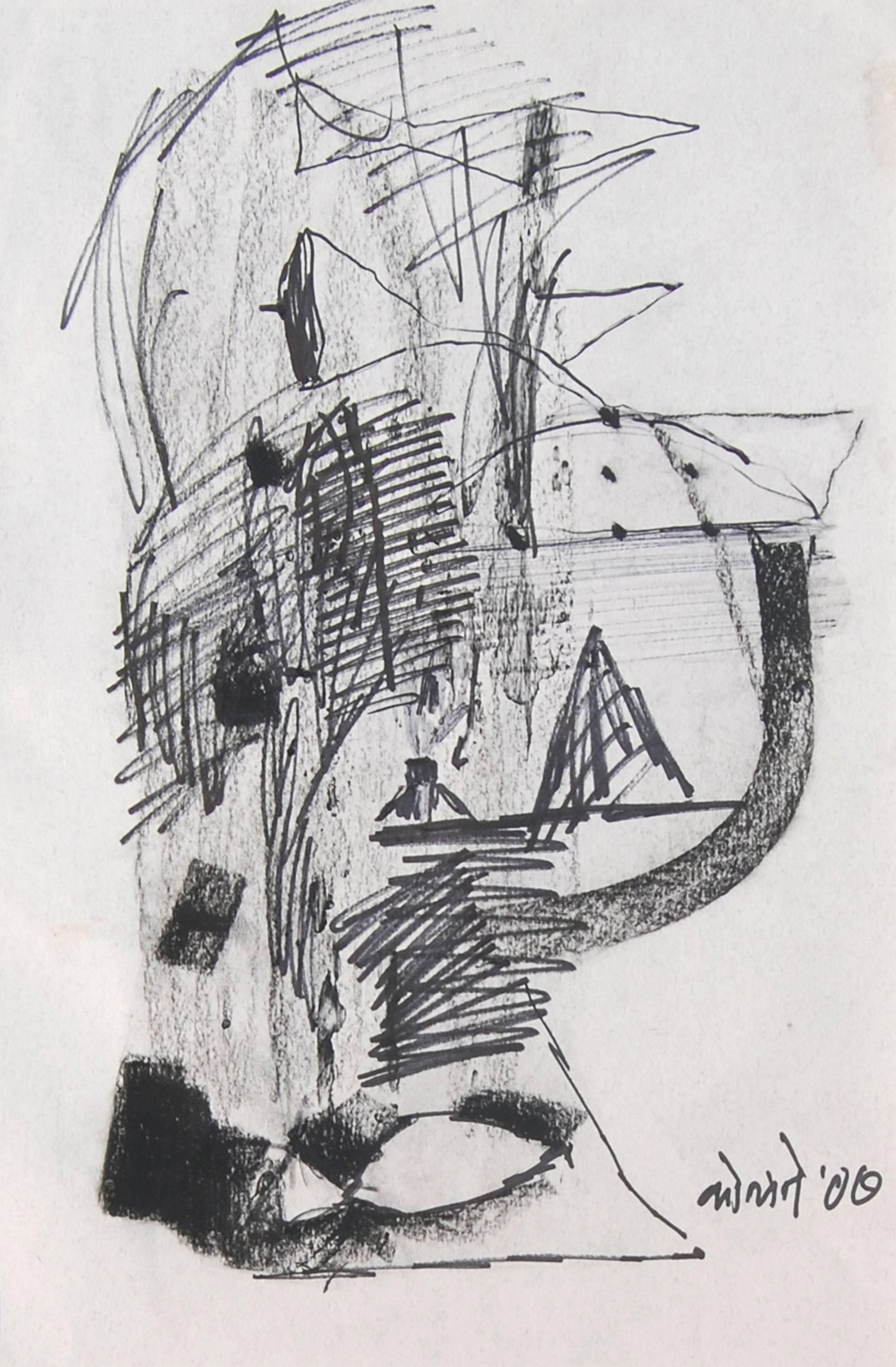 Prabhakar Kolte Abstract Drawing - Landscape Drawing, Charcoal on paper by Modern Indian Artist "In Stock" 