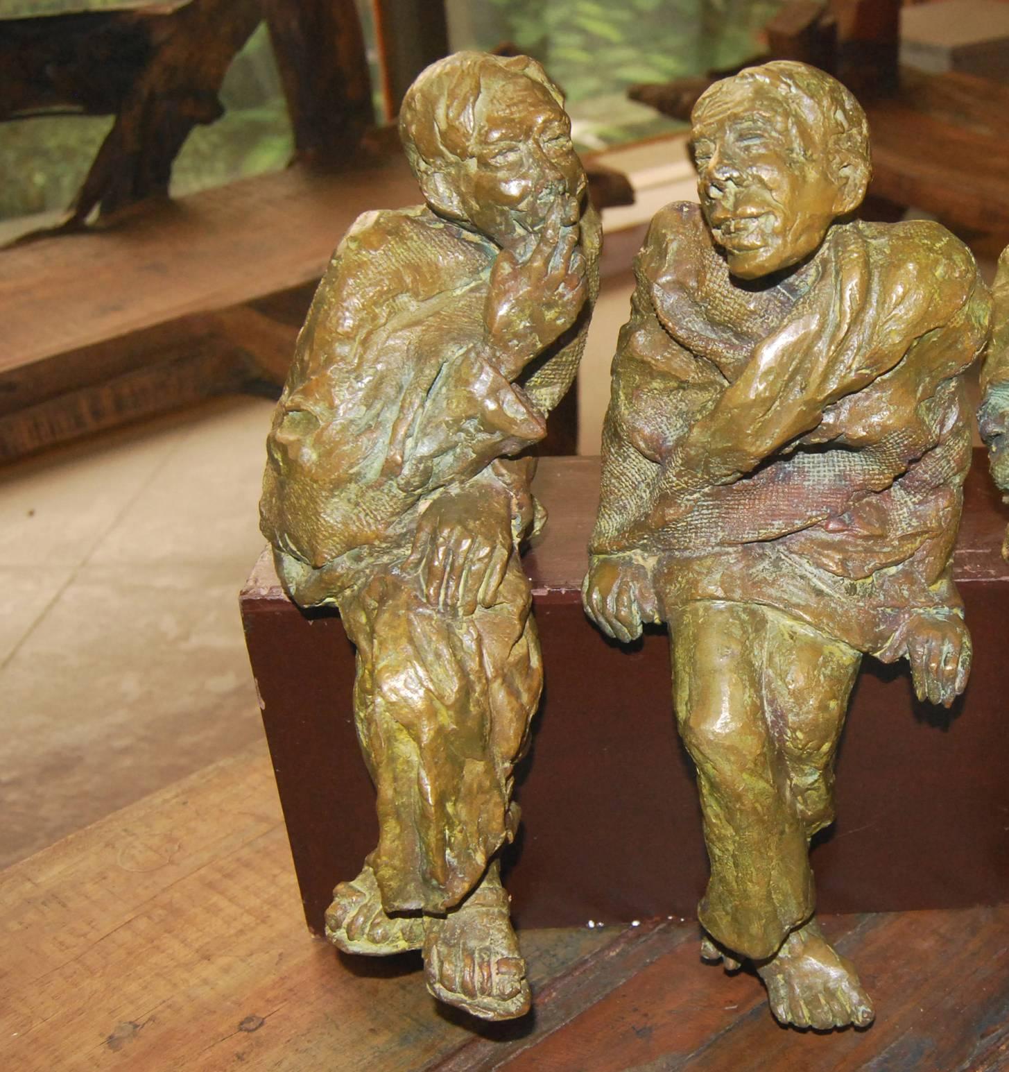 Adda,  Sculpture from Bengal depicts Men In Bronze By Indian Artist Debabrata De 1