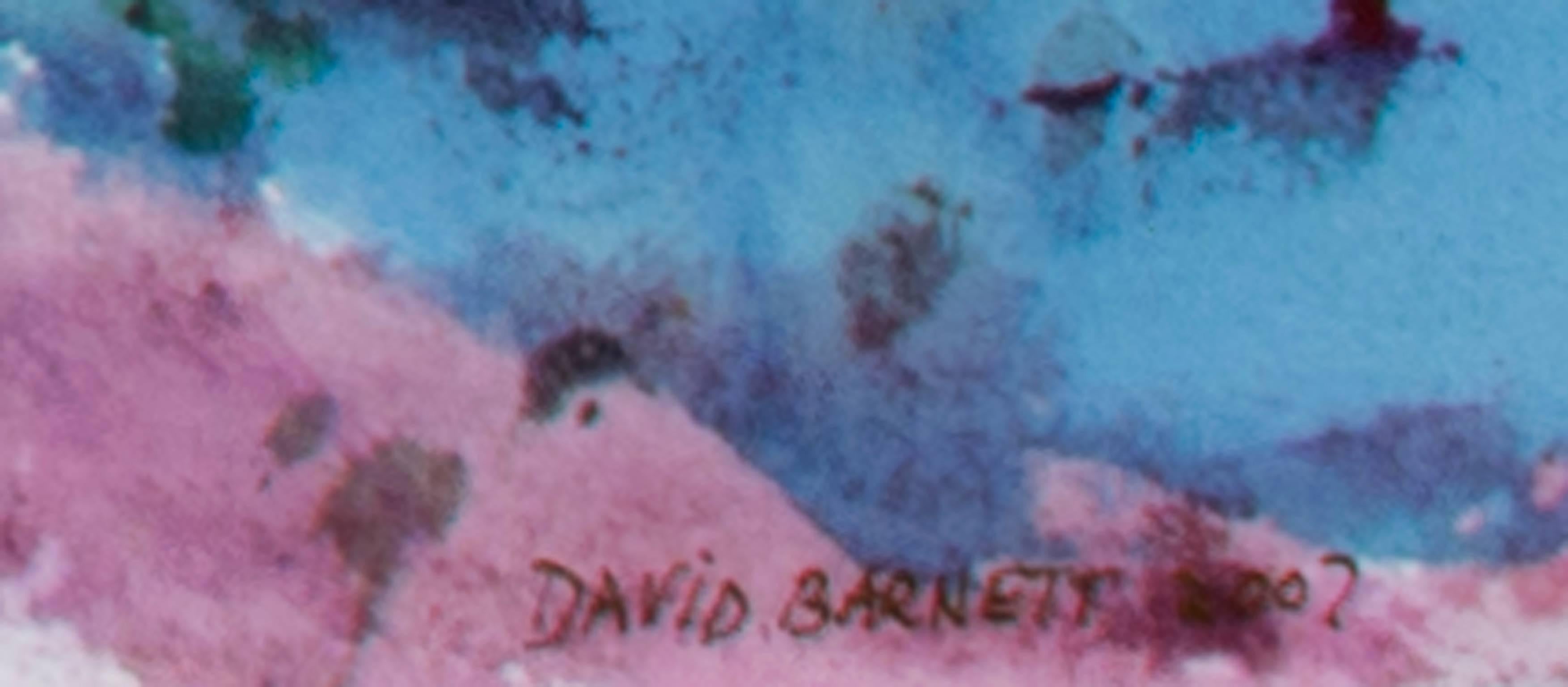 Contemporary abstract watercolor mixed media painting with blue brushstrokes - Abstract Mixed Media Art by David Barnett