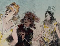 Danseuse de ballet avec robe jaune Affiche lithographique couleur de la fin du 19e siècle