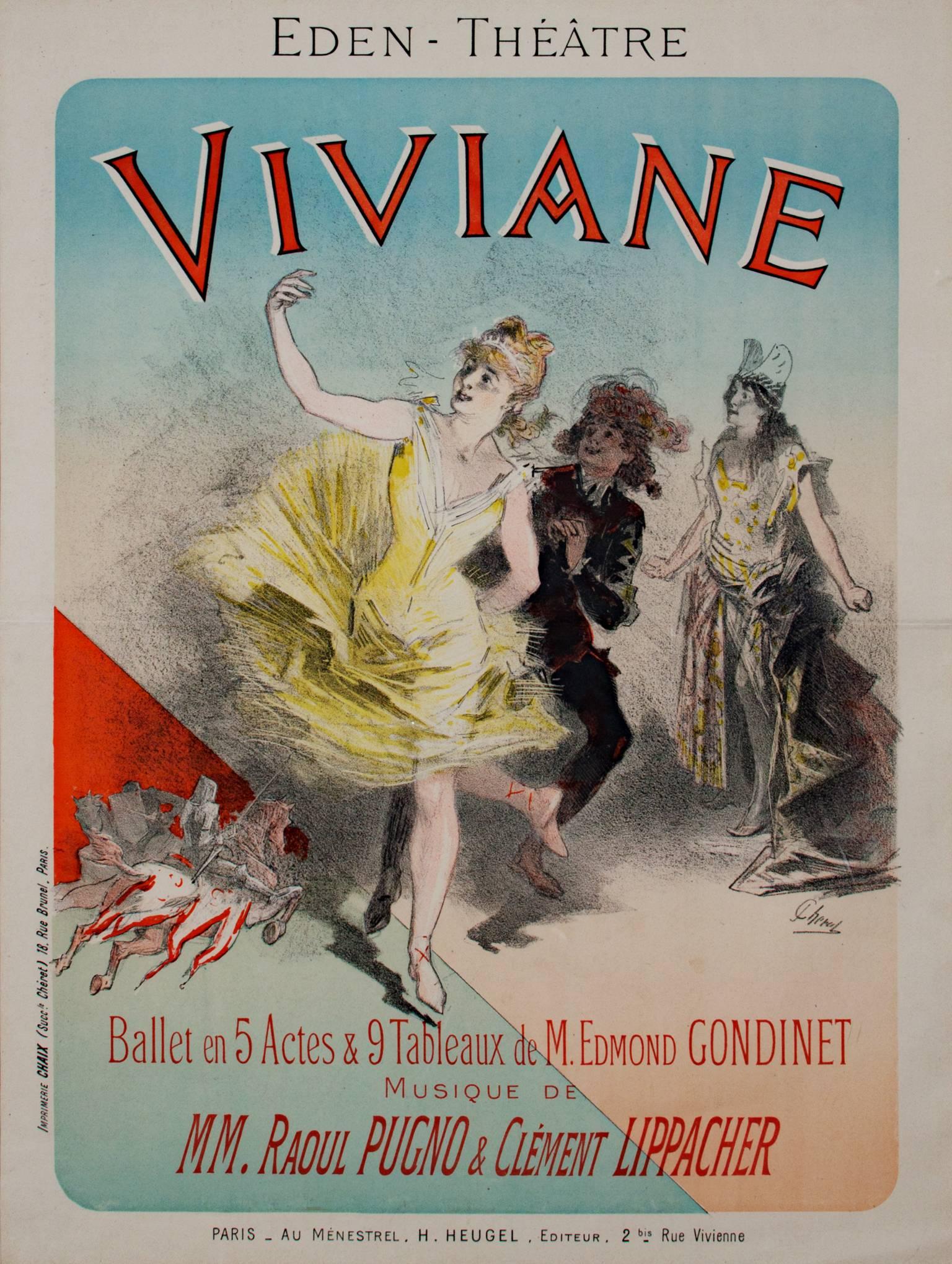 "Viviane, Maindron" an original lithograph poster by Jules  Chéret