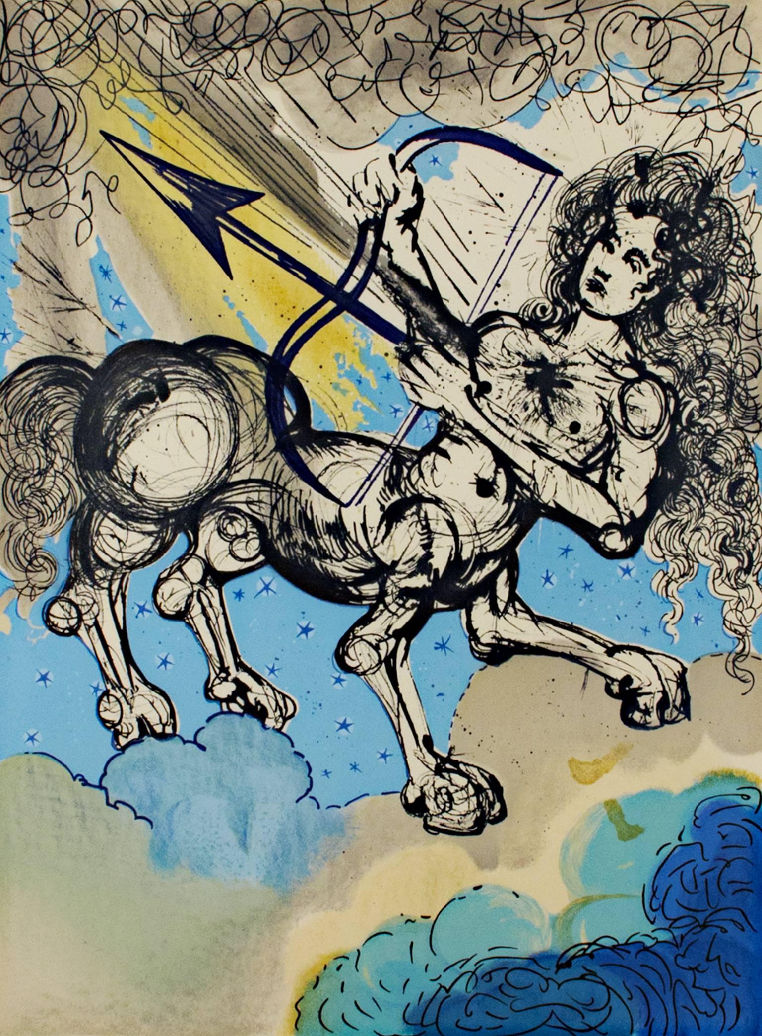 Salvador Dalí Abstract Print - Sagittarius from Signs of the Zodiac Series (original color lithograph)