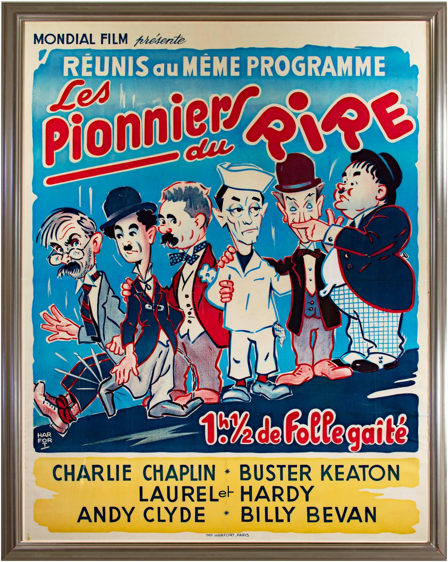 „Pioneers of Laughter“, Original-Farblithographie-Vintage-Poster, Vintage (Beige), Figurative Print, von Unknown